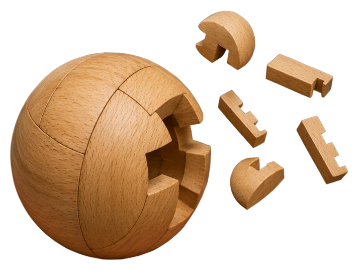 Die AXAAT Holzkugel – aus vielen passgenauen Teilen wird ein stimmiges Ganzes